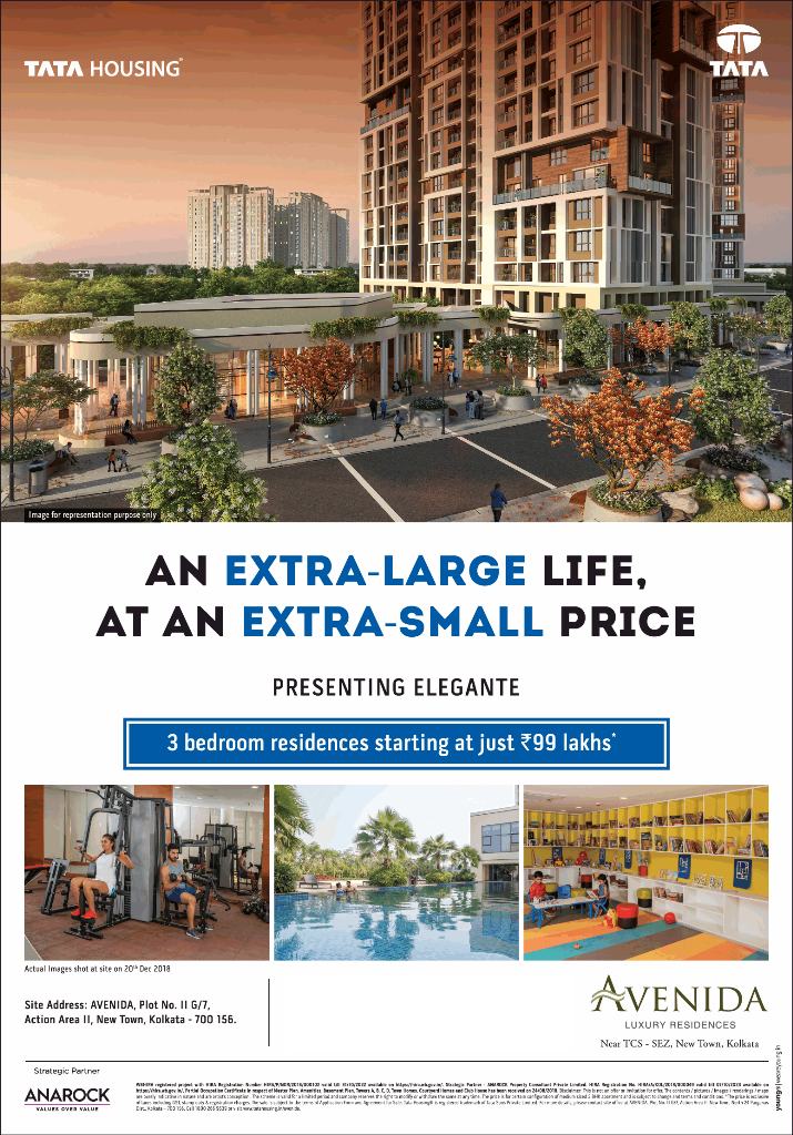 Book 3 bedroom residences starting at just Rs 99 Lakhs at TATA Avenida, Kolkata